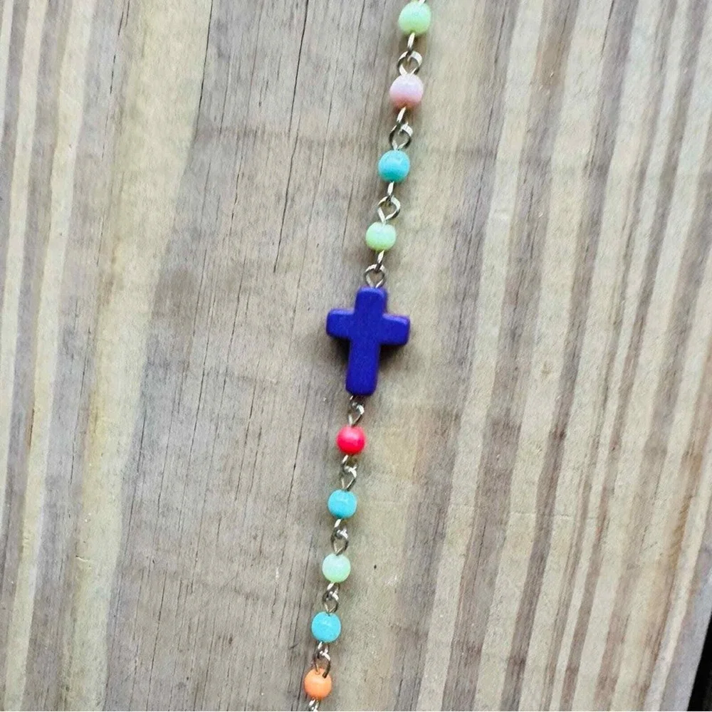 Purple Cross Bracelet Easter Beaded Kids Girl‎ Child Communion Spring Dainty